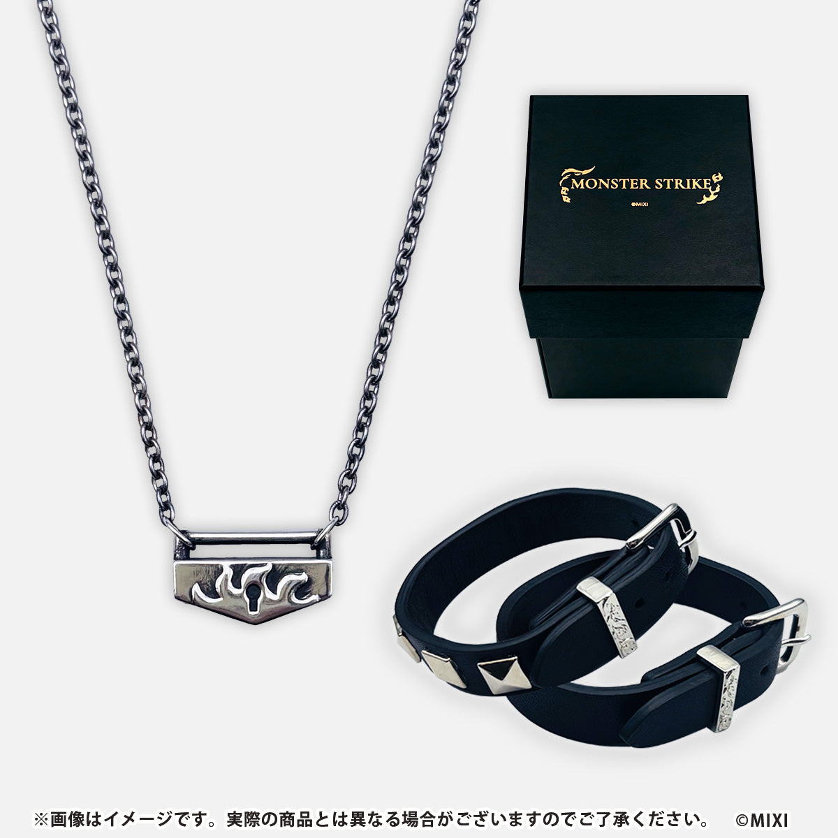 モンスターストライク プレミアムアクセサリー シルバーペンダント&レザーブレスレット 流浪の残火 バサラ